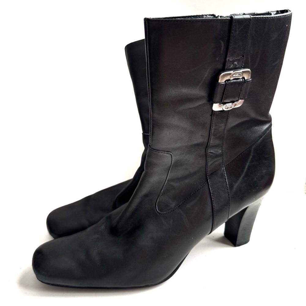 Etienne Aigner Simona size 10 black Heeled Boots with Buckle